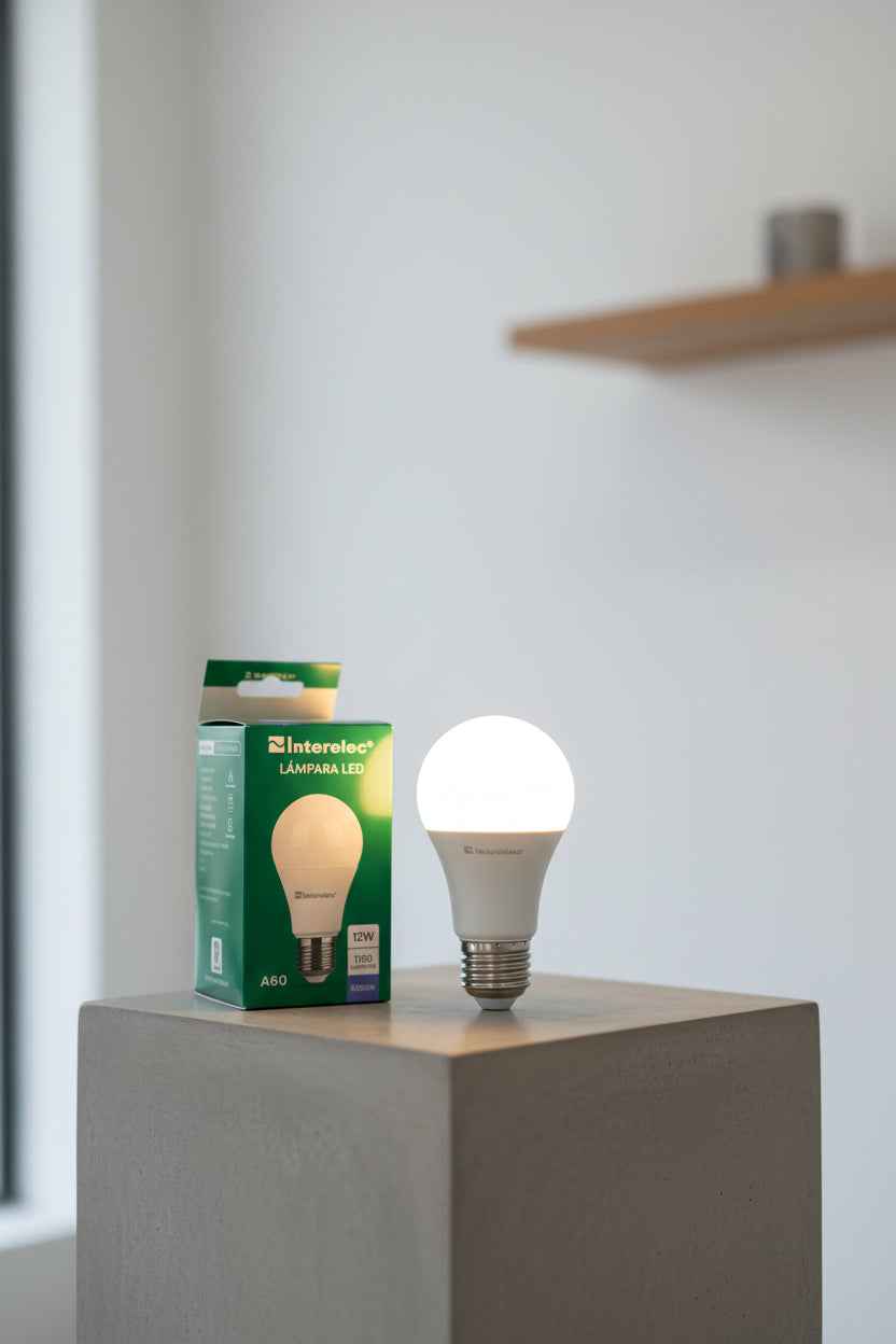 Lámpara LED Interelec® A60 - 12W, 1100 Lúmenes, 6500K (Luz Fría)