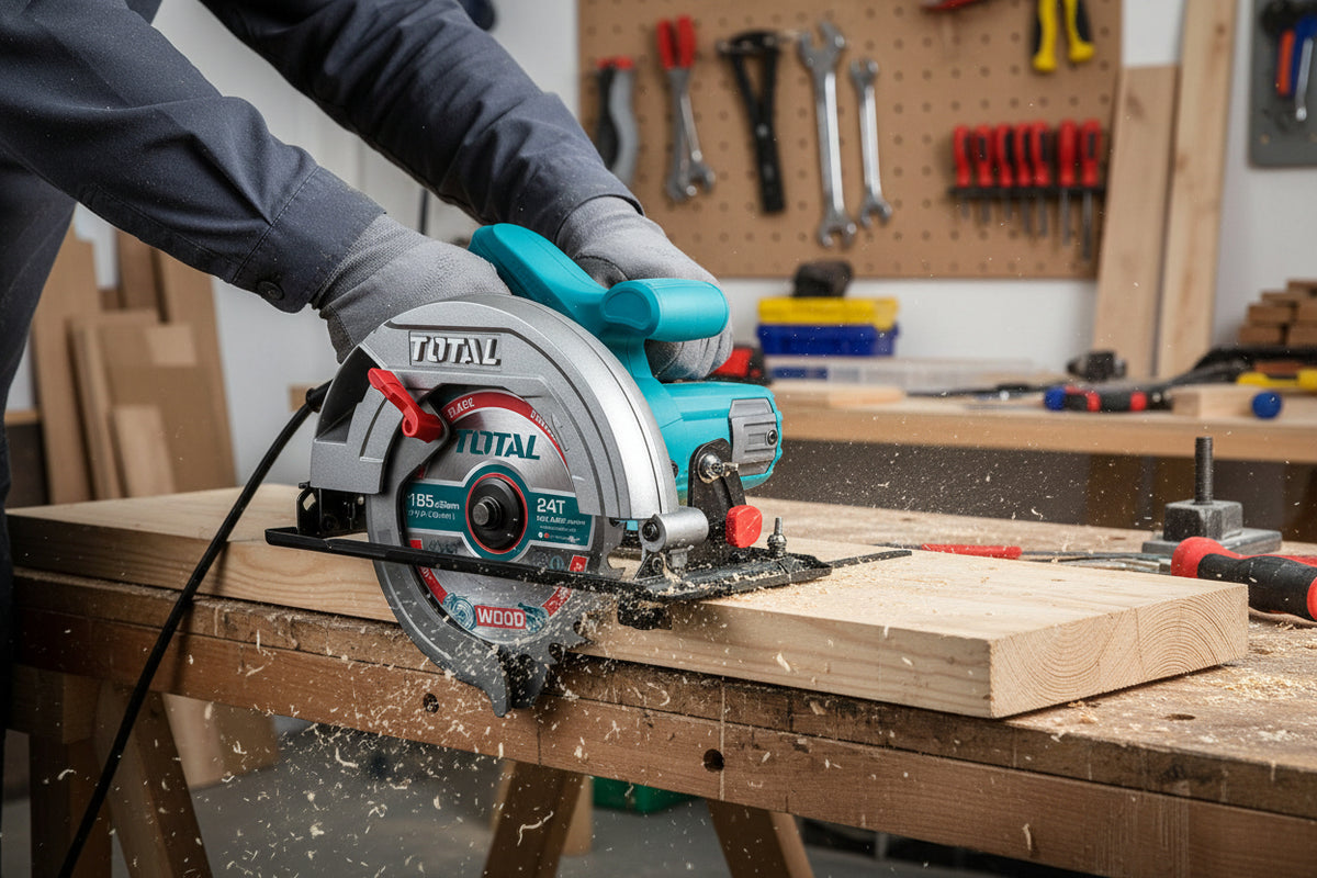 Sierra Circular Industrial TOTAL 1200W – 185mm, Cortes Precisos y Potentes